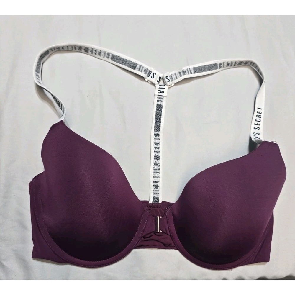 VICTORIA'S SECRET 34D Purple Bra Tshirt Lightly Lined Demi T-Strap Underwired